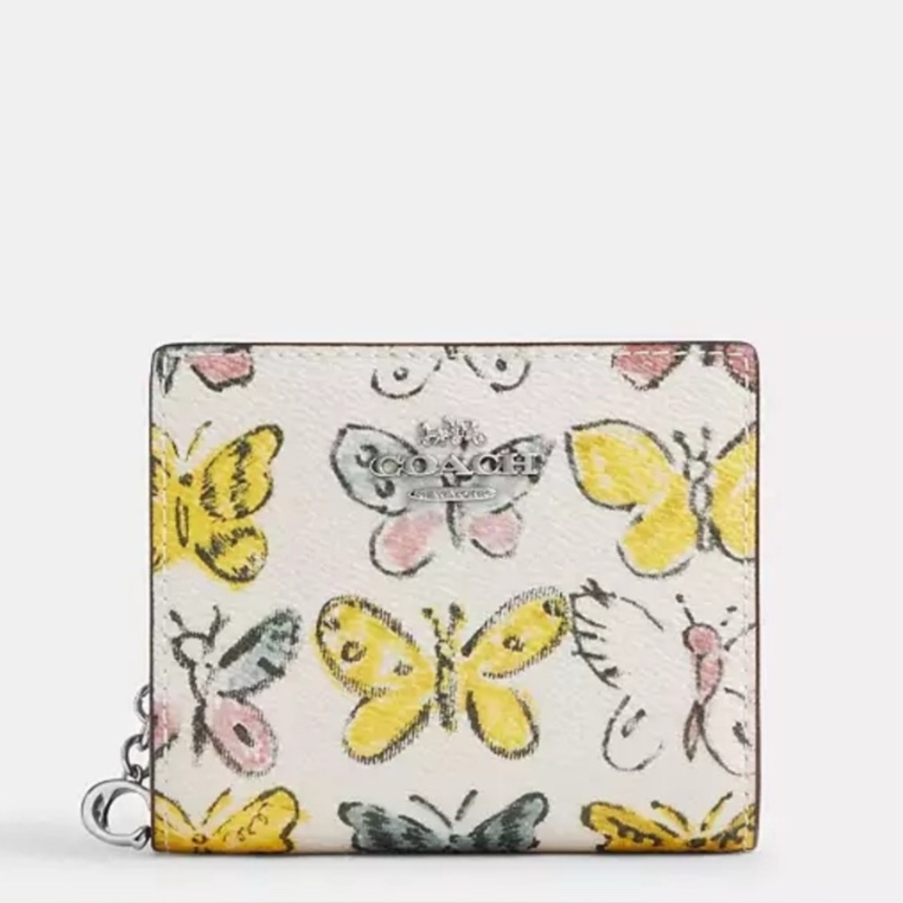 New Coach CAP10 Snap Wallet With Butterfly Print